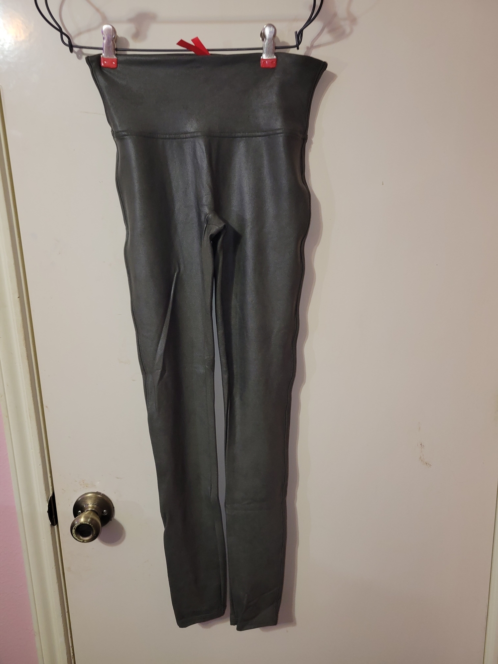 SPANX Olive Green and Black High-Waist Leggings